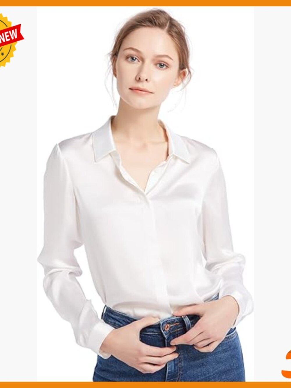 100% Pure Silk Long Sleeve Blouse Relaxed Fit Button Down Work Casual